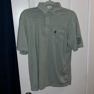 Johnnie-O Green and White Collard Shirt. Dartmouth Edition